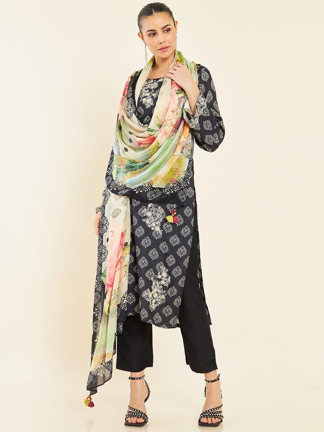 soch printed unstitched dress material