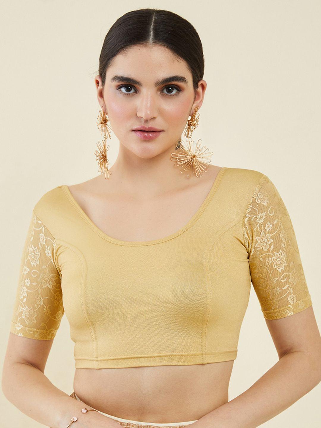soch self-design sleeves princess cut saree blouse