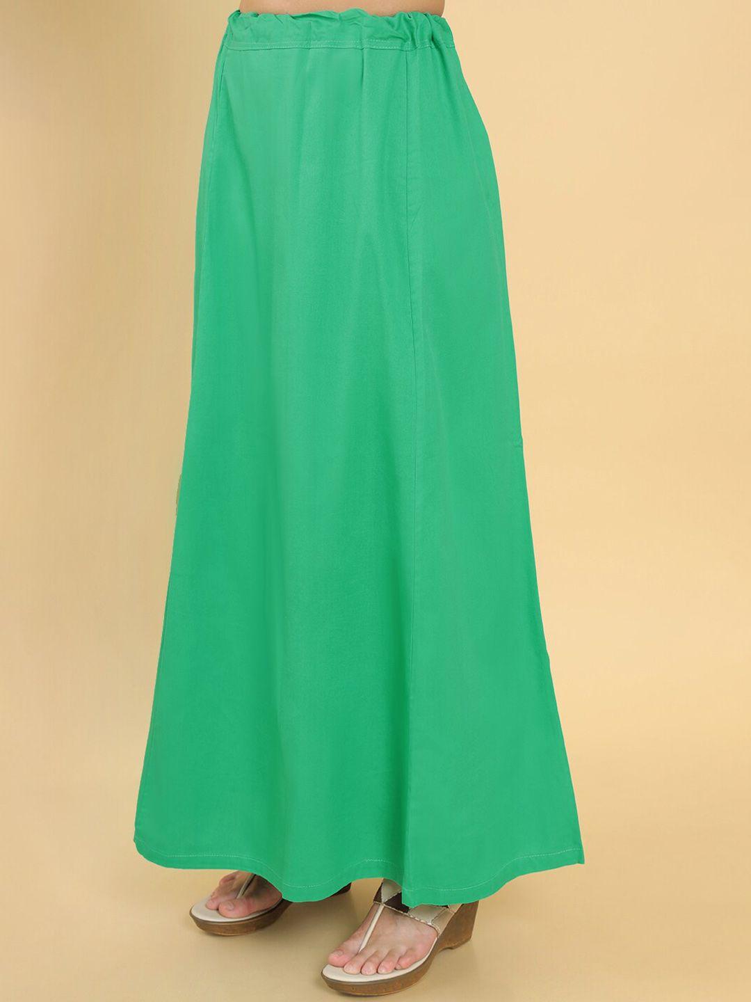 soch women green solid cotton saree shapewear