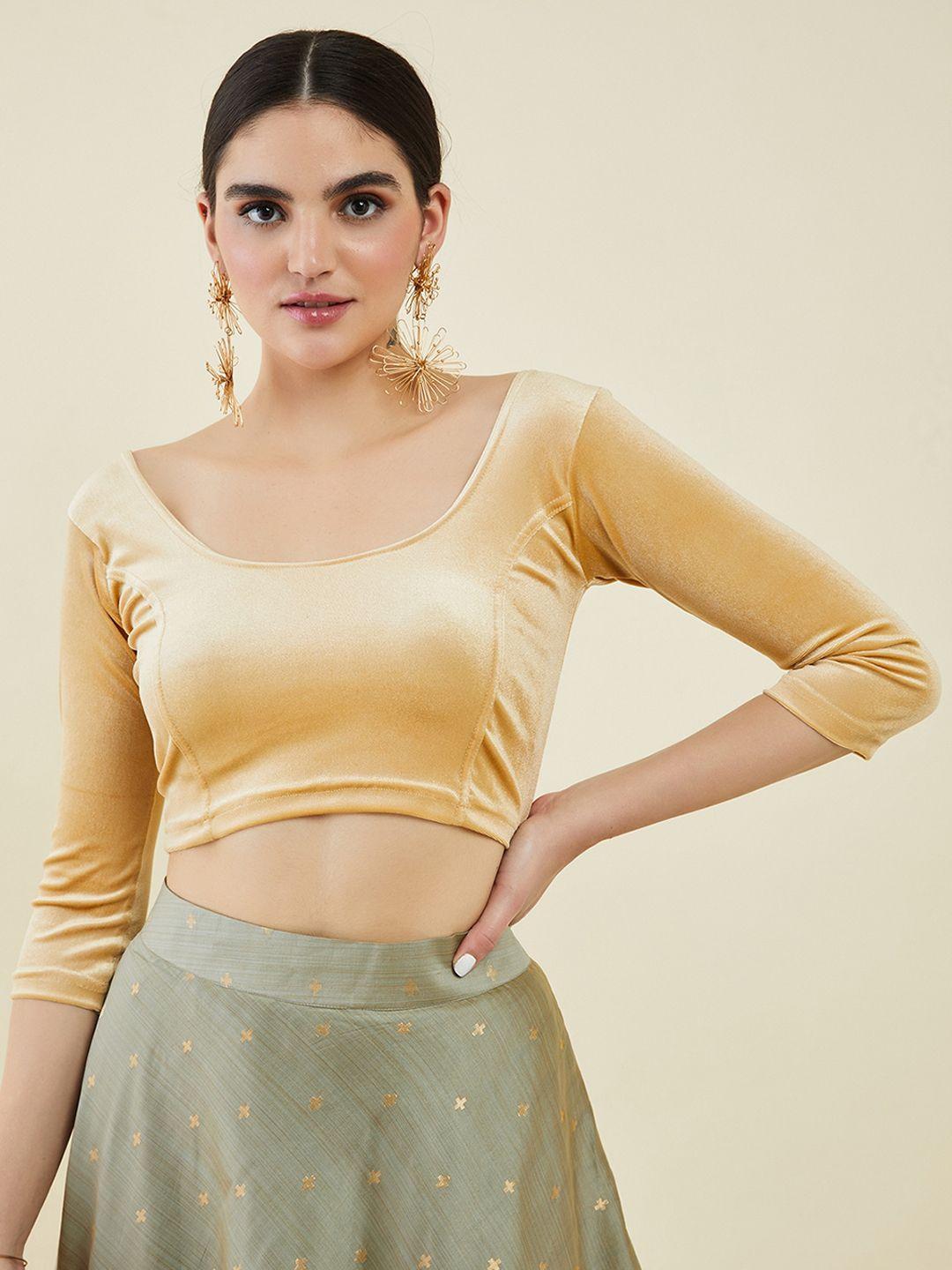 soch women princess cut velvet saree blouse