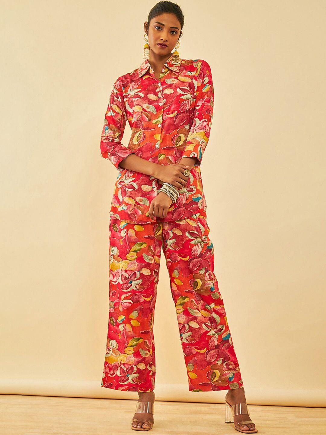 soch  floral printed shirt & trouser co-ord set