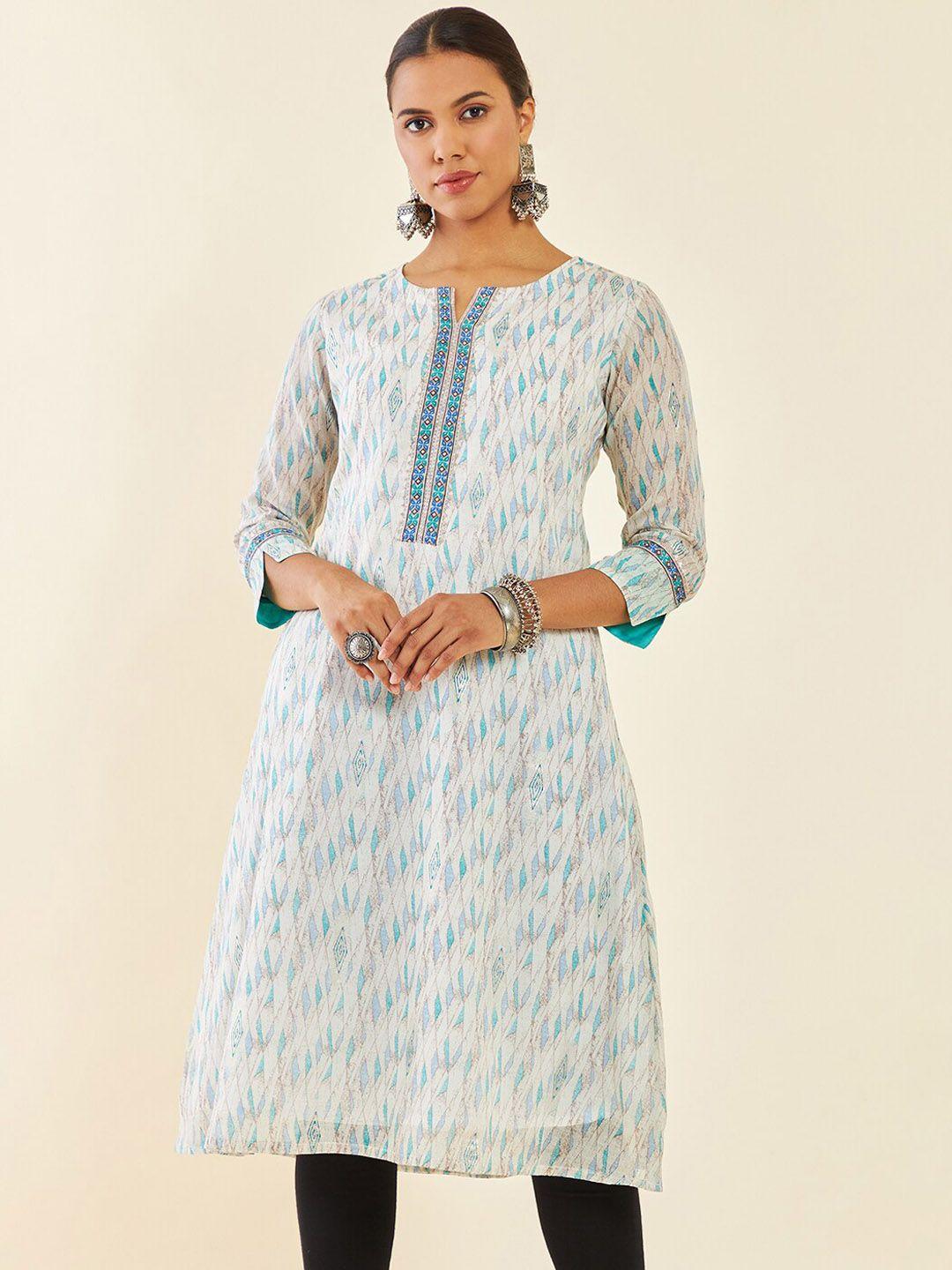 soch abstract printed anarkali cotton kurta