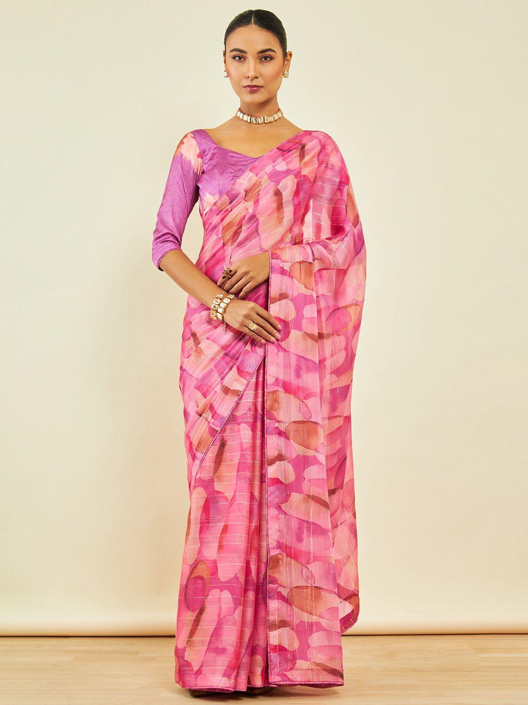 soch abstract printed chiffon saree