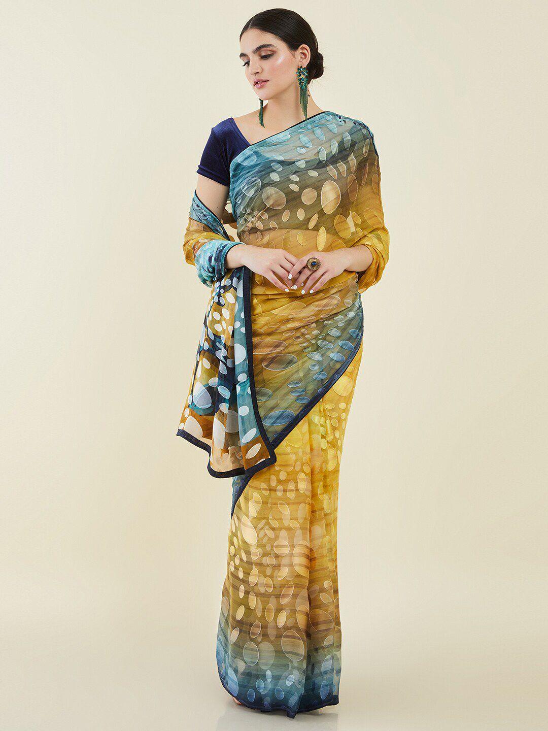 soch abstract printed pure georgette saree