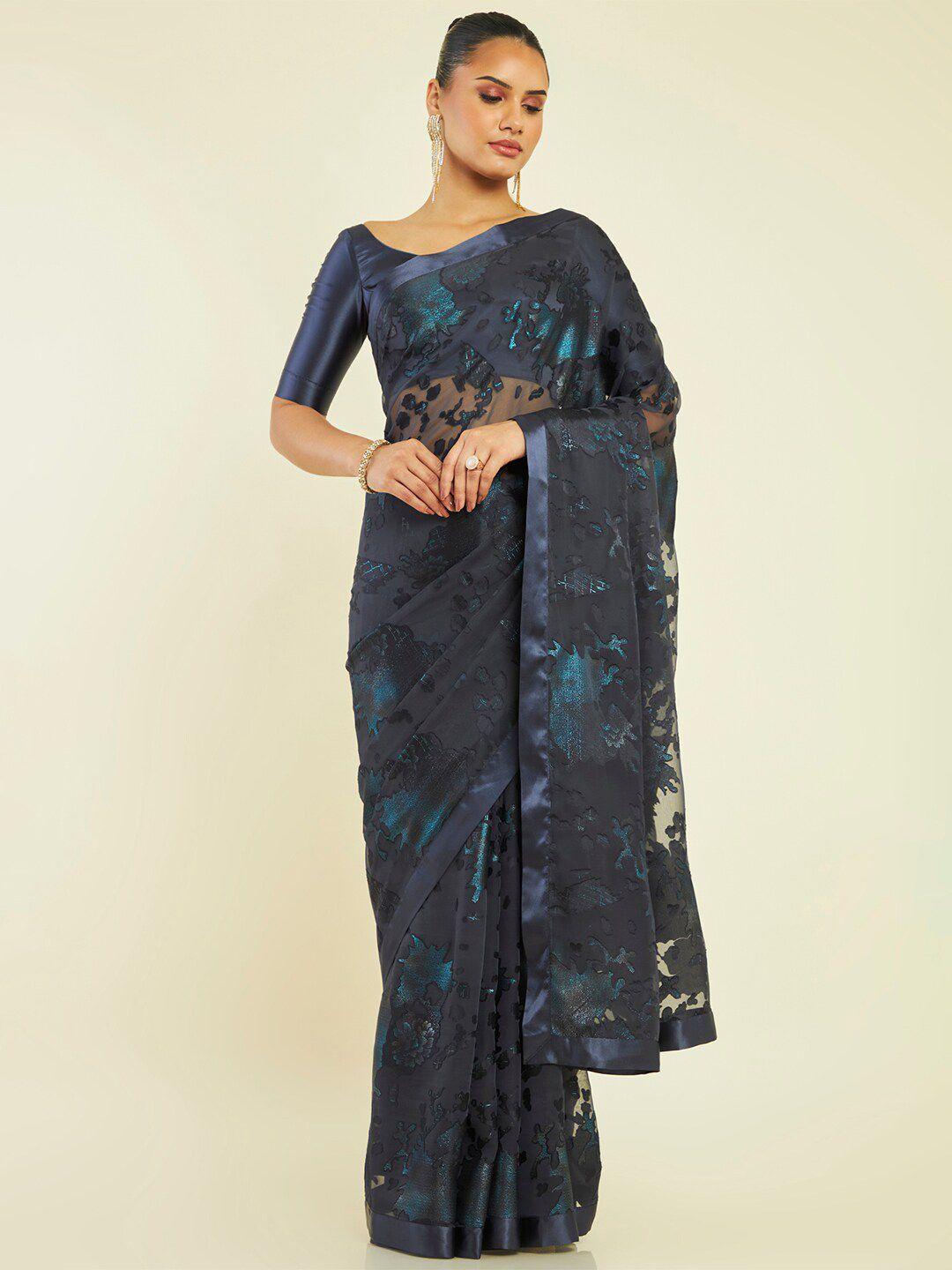 soch abstract printed pure georgette saree