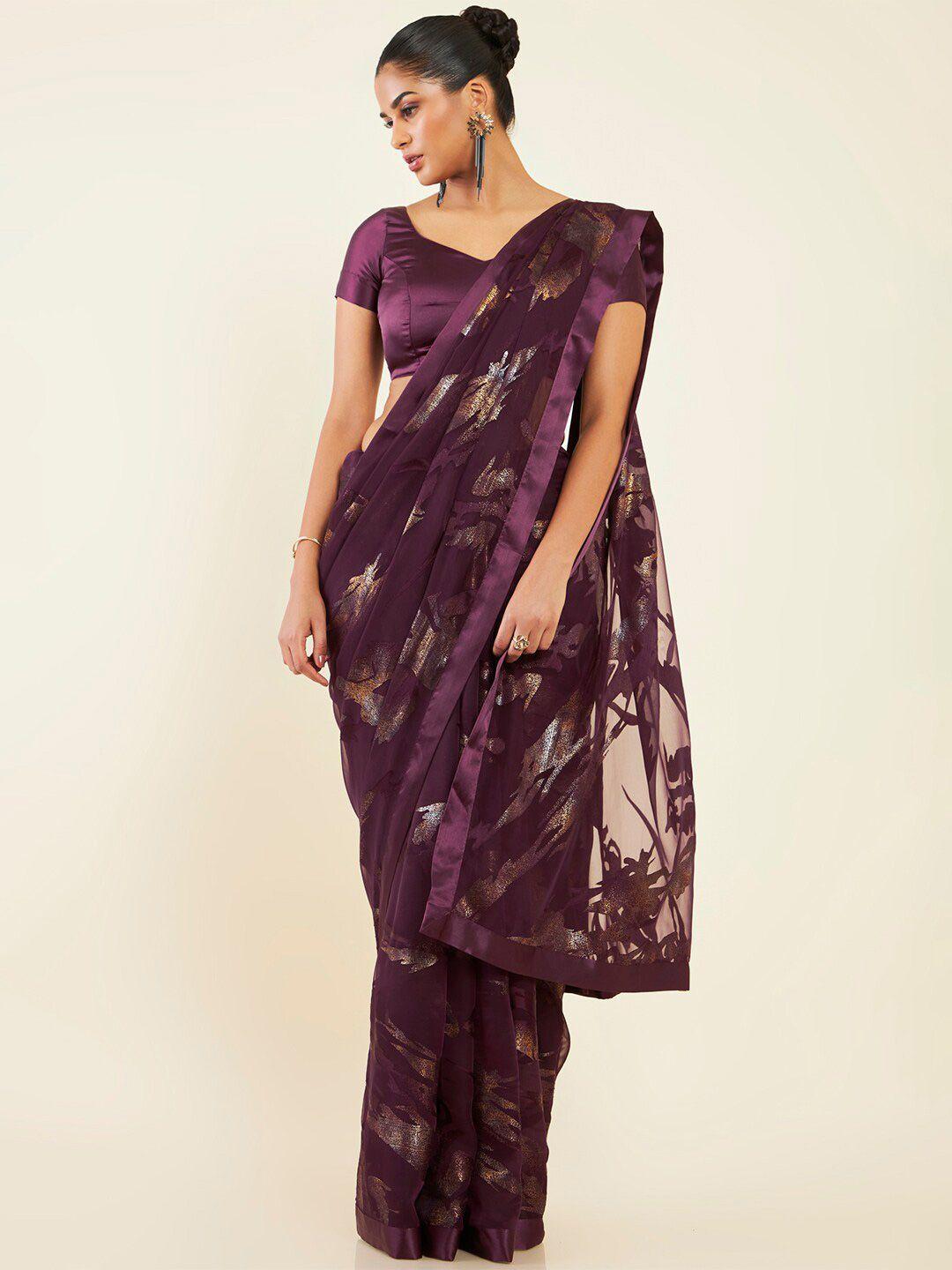 soch abstract printed pure georgette saree