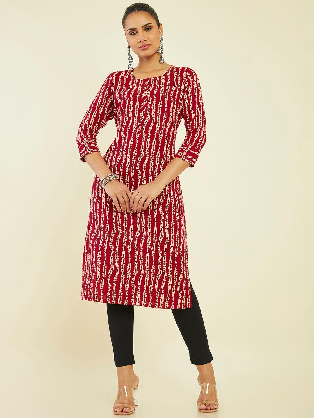 soch abstract printed round neck kurta