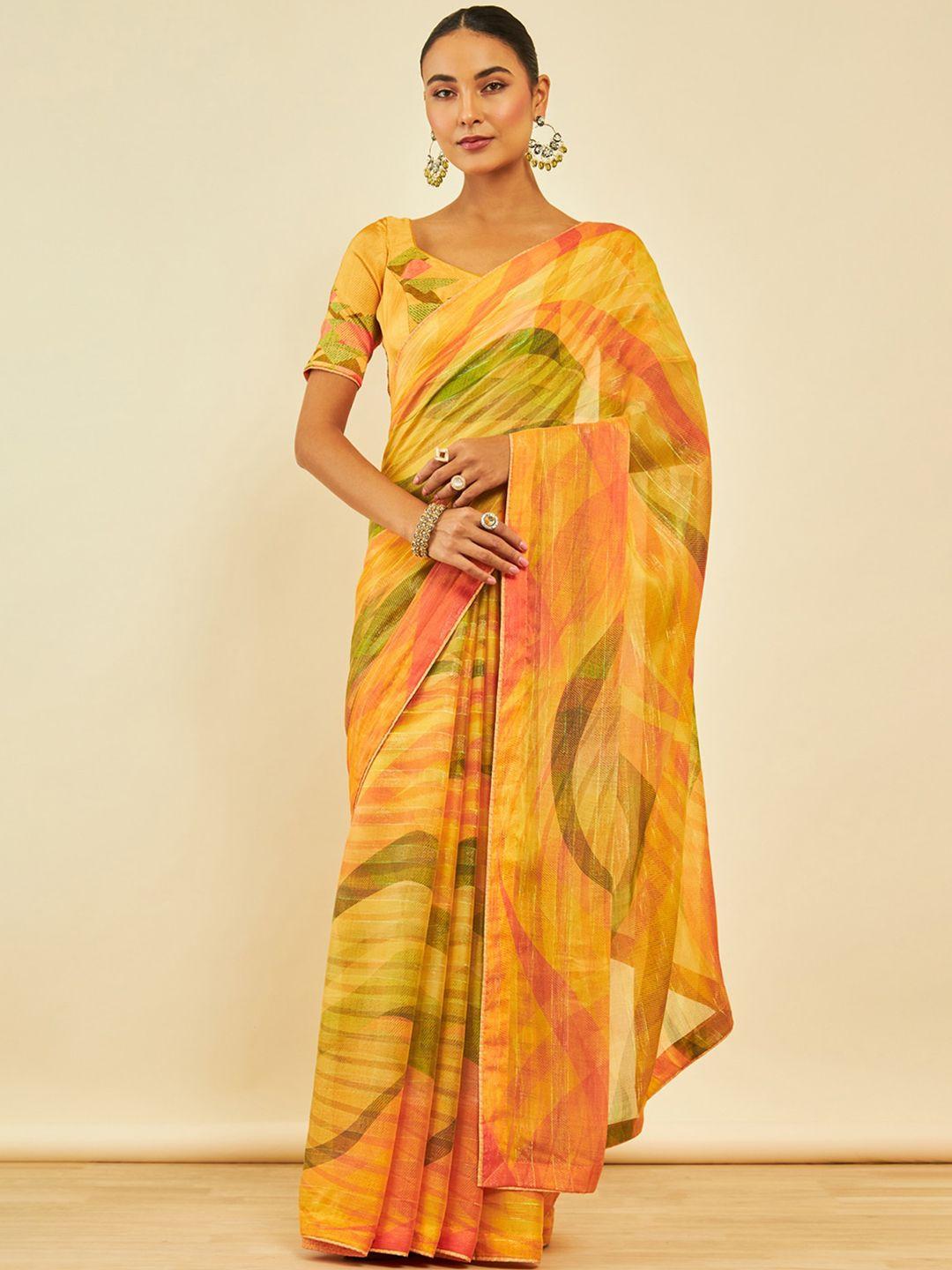 soch abstract printed saree