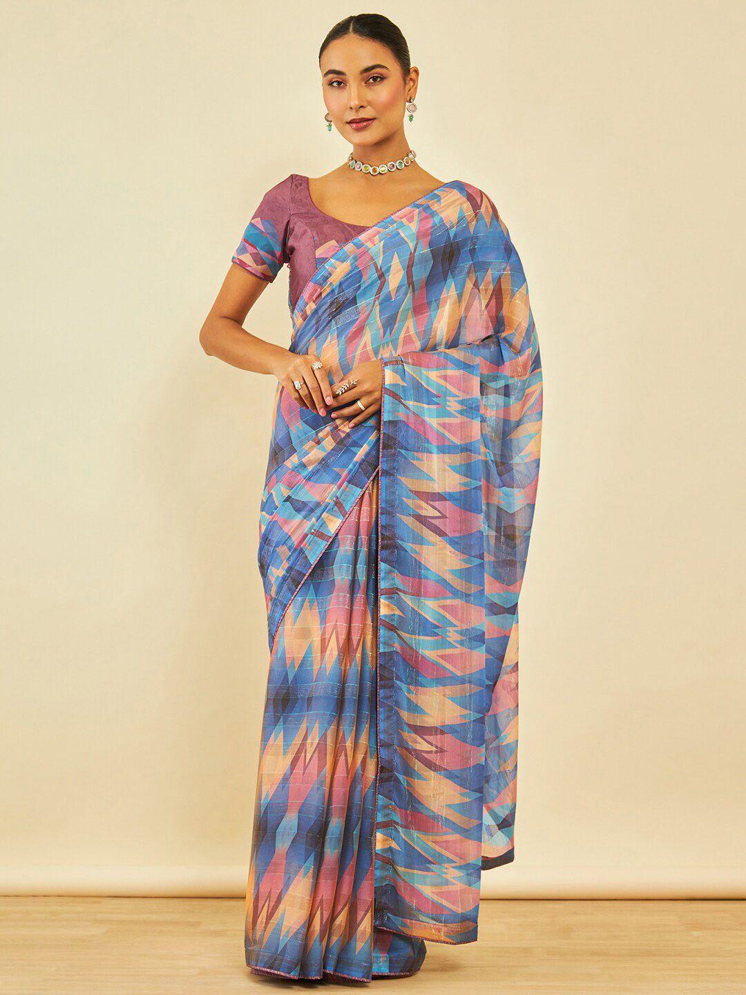 soch abstract printed saree