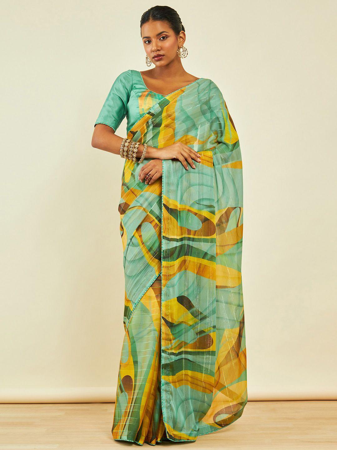 soch abstract printed saree