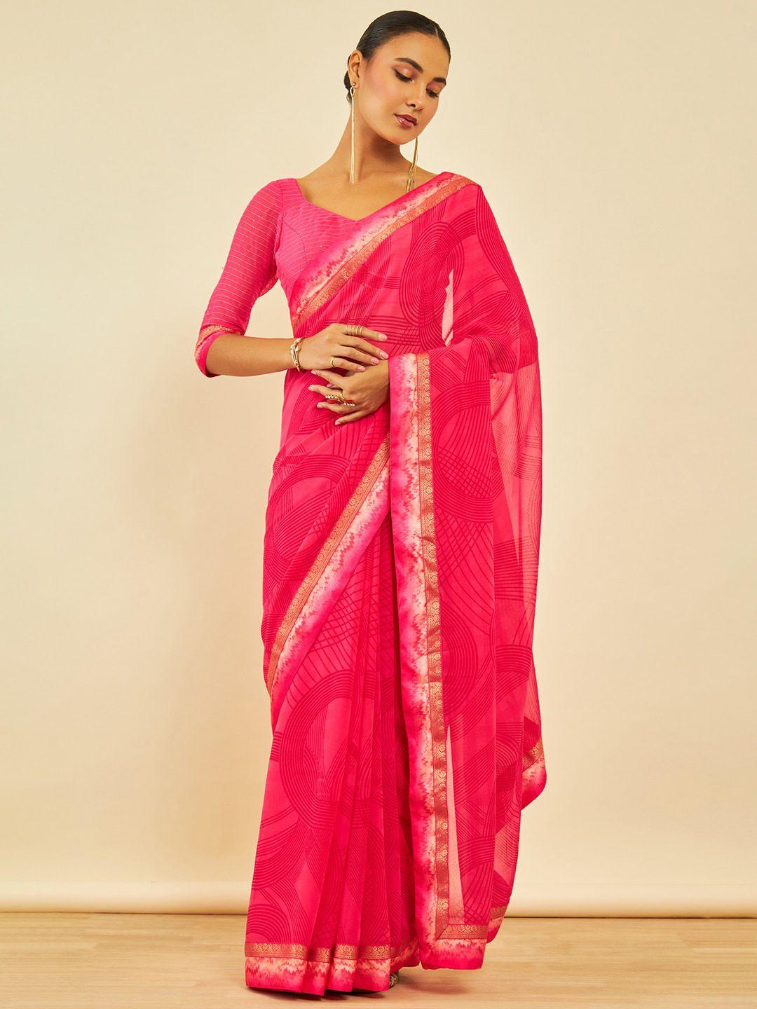 soch abstract printed zari saree