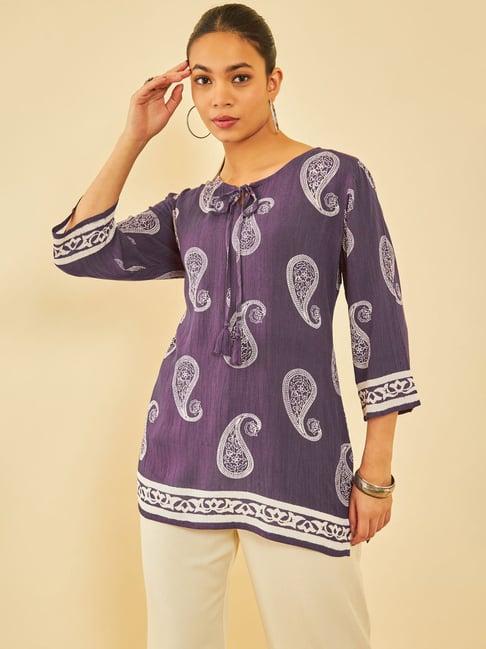 soch affair purple printed tunic