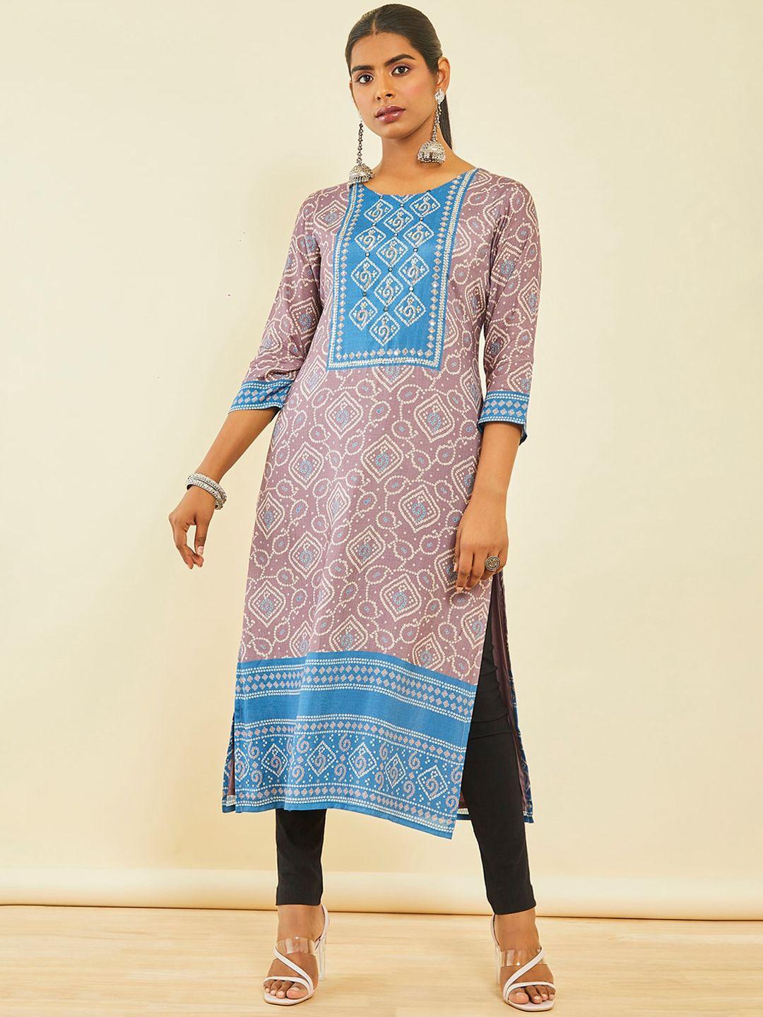 soch bandhani printed sequinned kurta