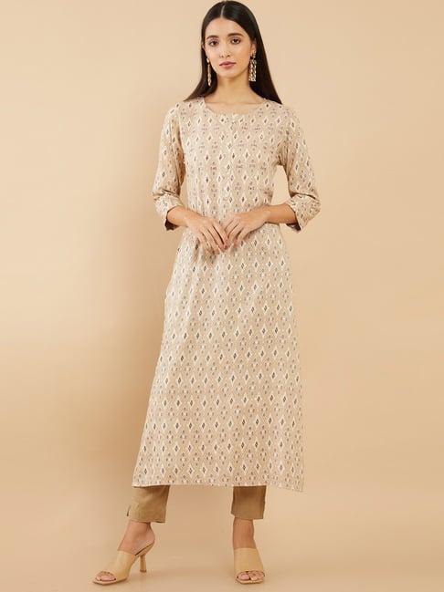 soch beige embellished straight kurta