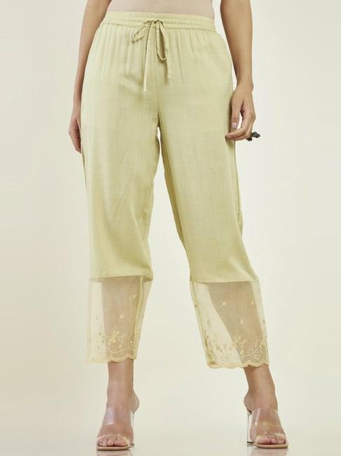 soch beige embroidered pants