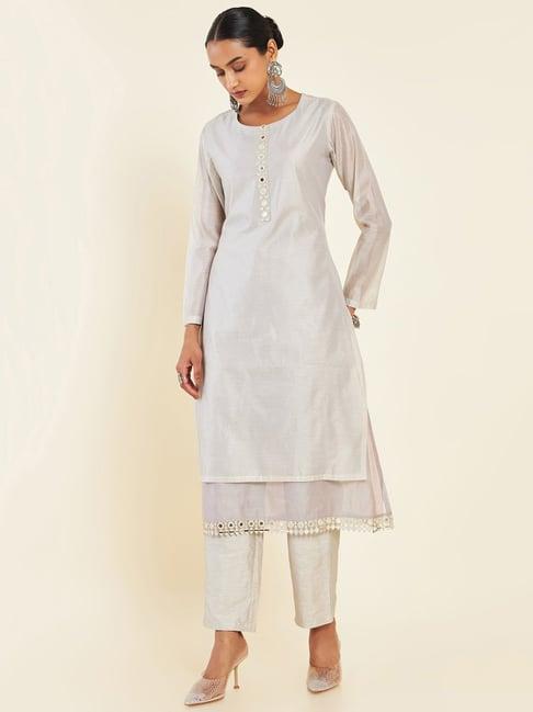 soch beige kurta pant set