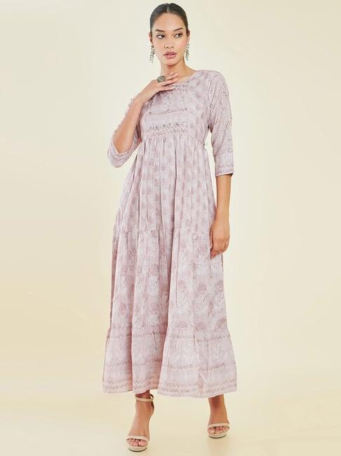 soch beige printed maxi dress