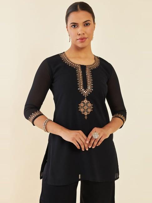 soch black embroidered tunic