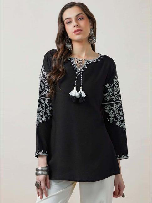 soch black embroidered tunic