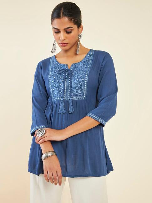 soch blue embroidered tunic