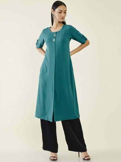 soch blue straight kurta