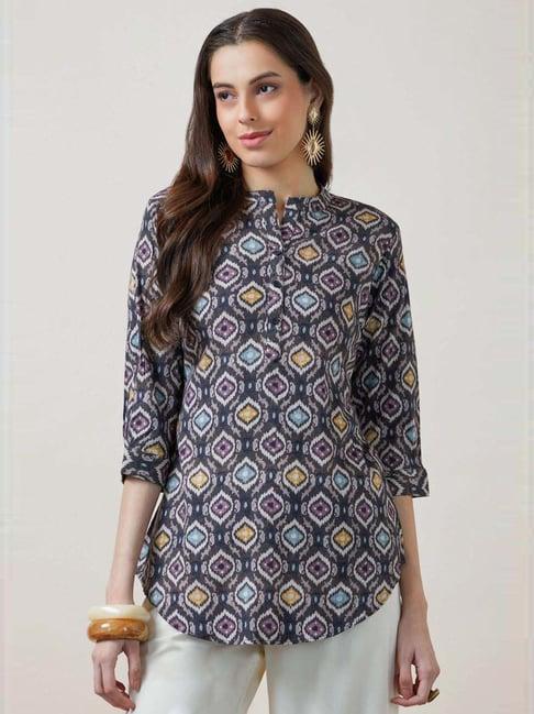 soch charcoal grey printed tunic