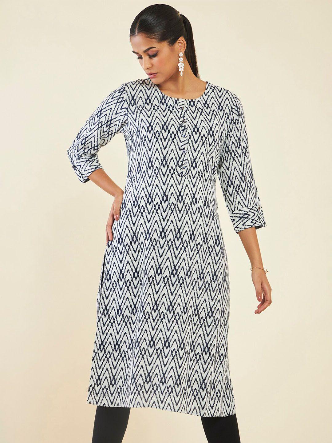 soch chevron printed round neck straight kurta