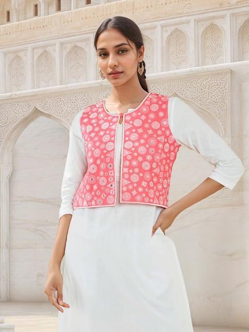 soch coral embroidered ethnic jacket