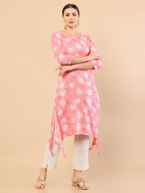 soch coral printed straight kurta