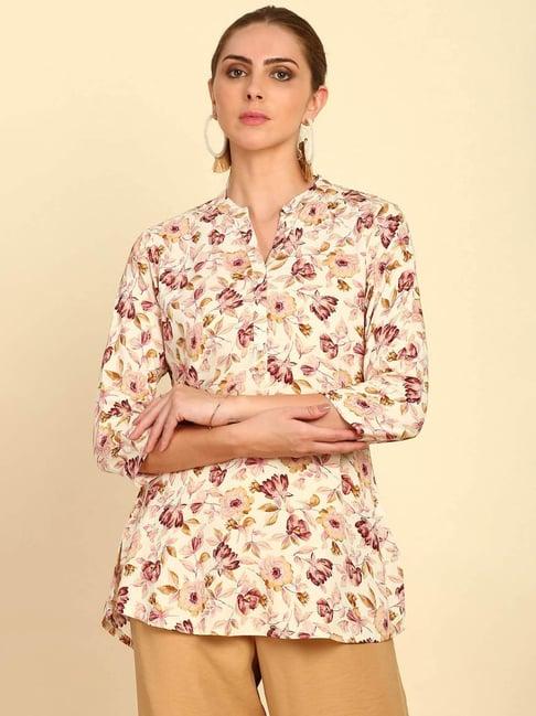 soch cream floral print tunic