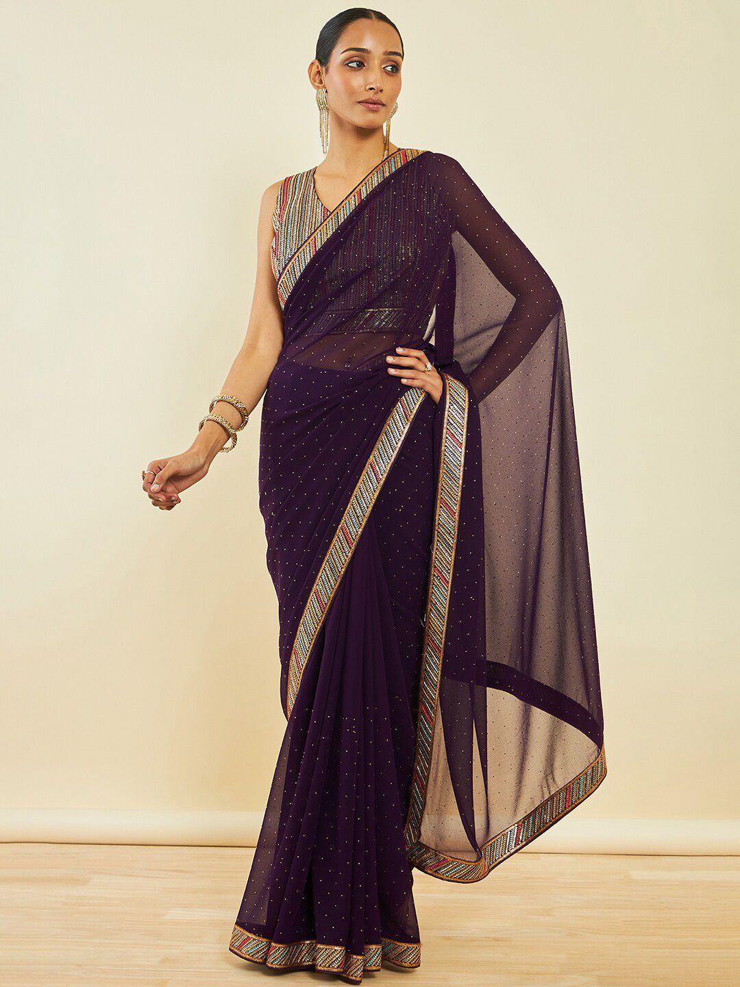 soch embellished beads and stones saree