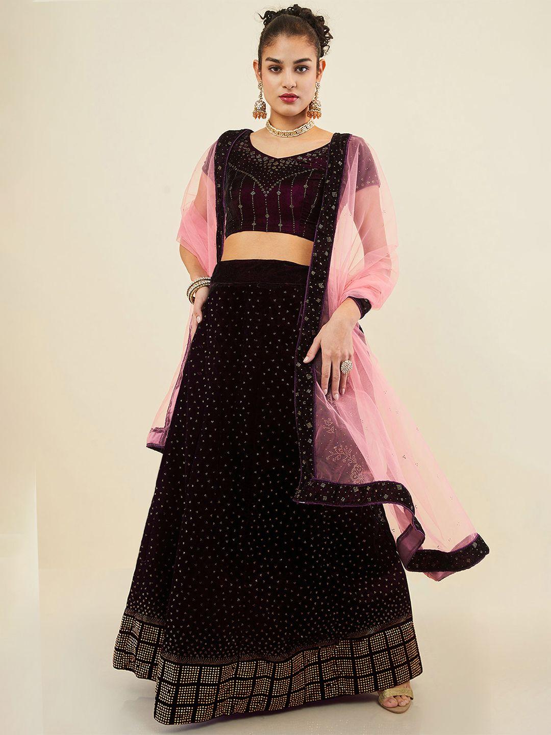 soch embellished beads and stones unstitched lehenga & blouse with dupatta