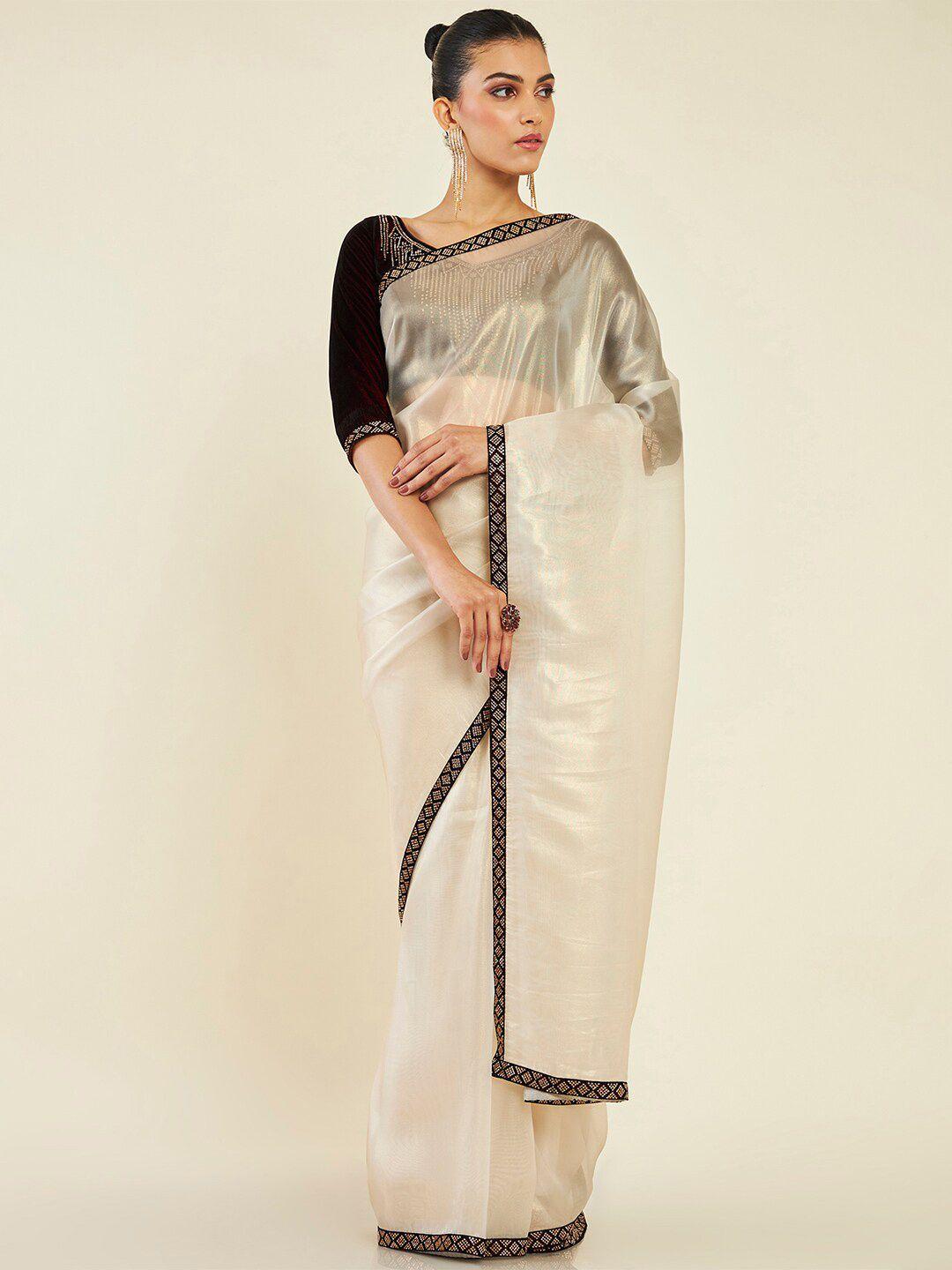 soch embellished border net saree