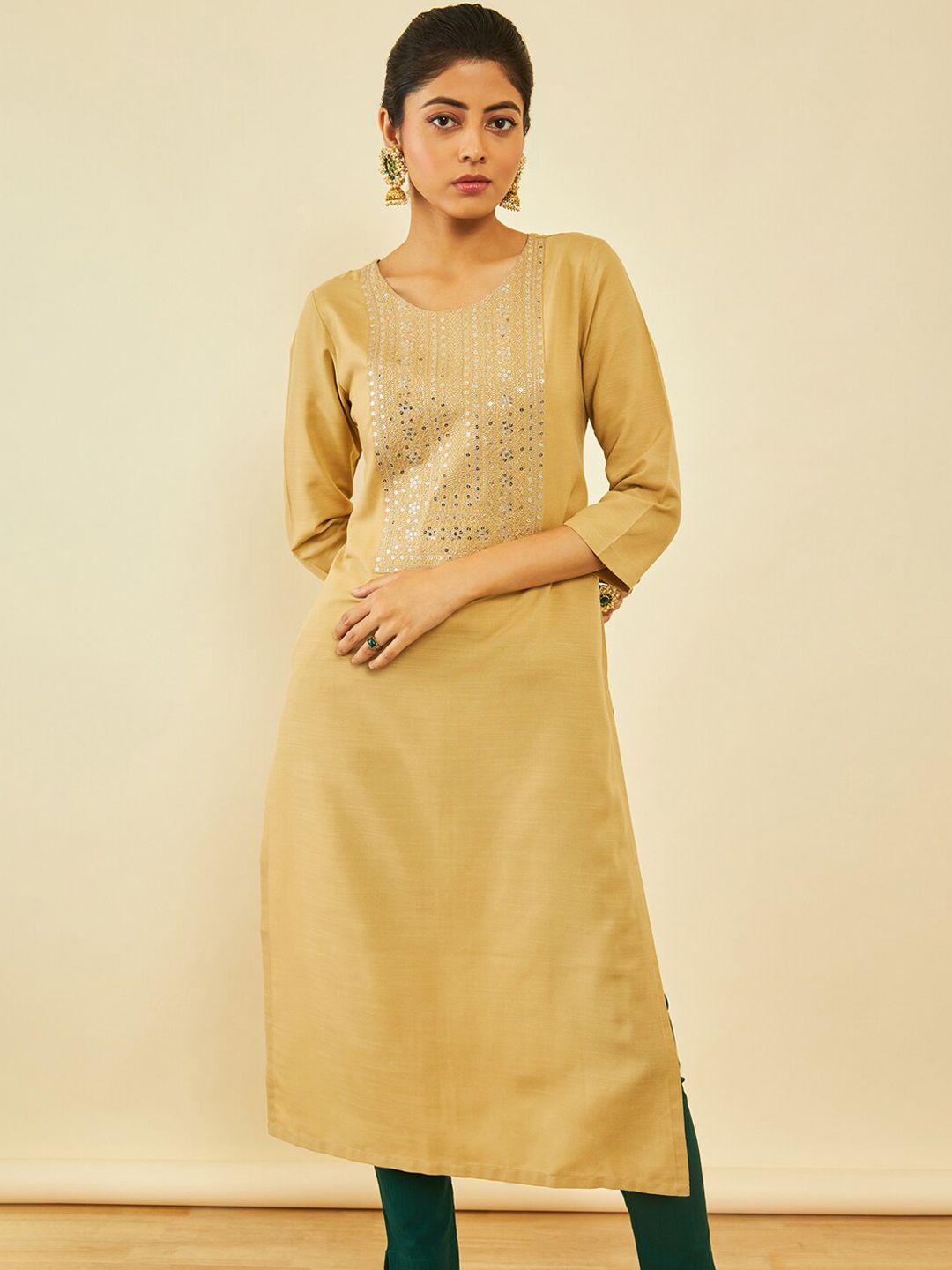 soch embellished round neck straight kurta