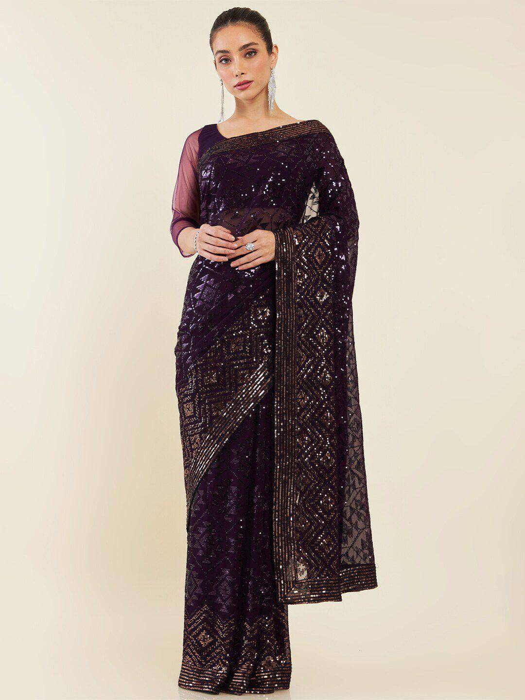 soch embellished sequinned saree