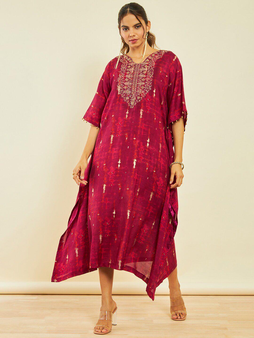 soch embroidered ethnic motifs kimono sleeves kaftan maxi ethnic dresses