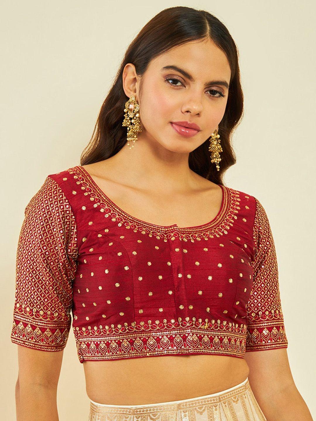 soch embroidered sequinned saree blouse