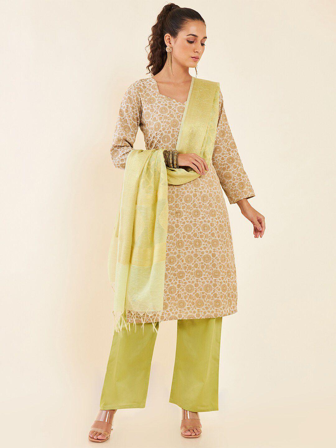 soch embroidered unstitched dress material