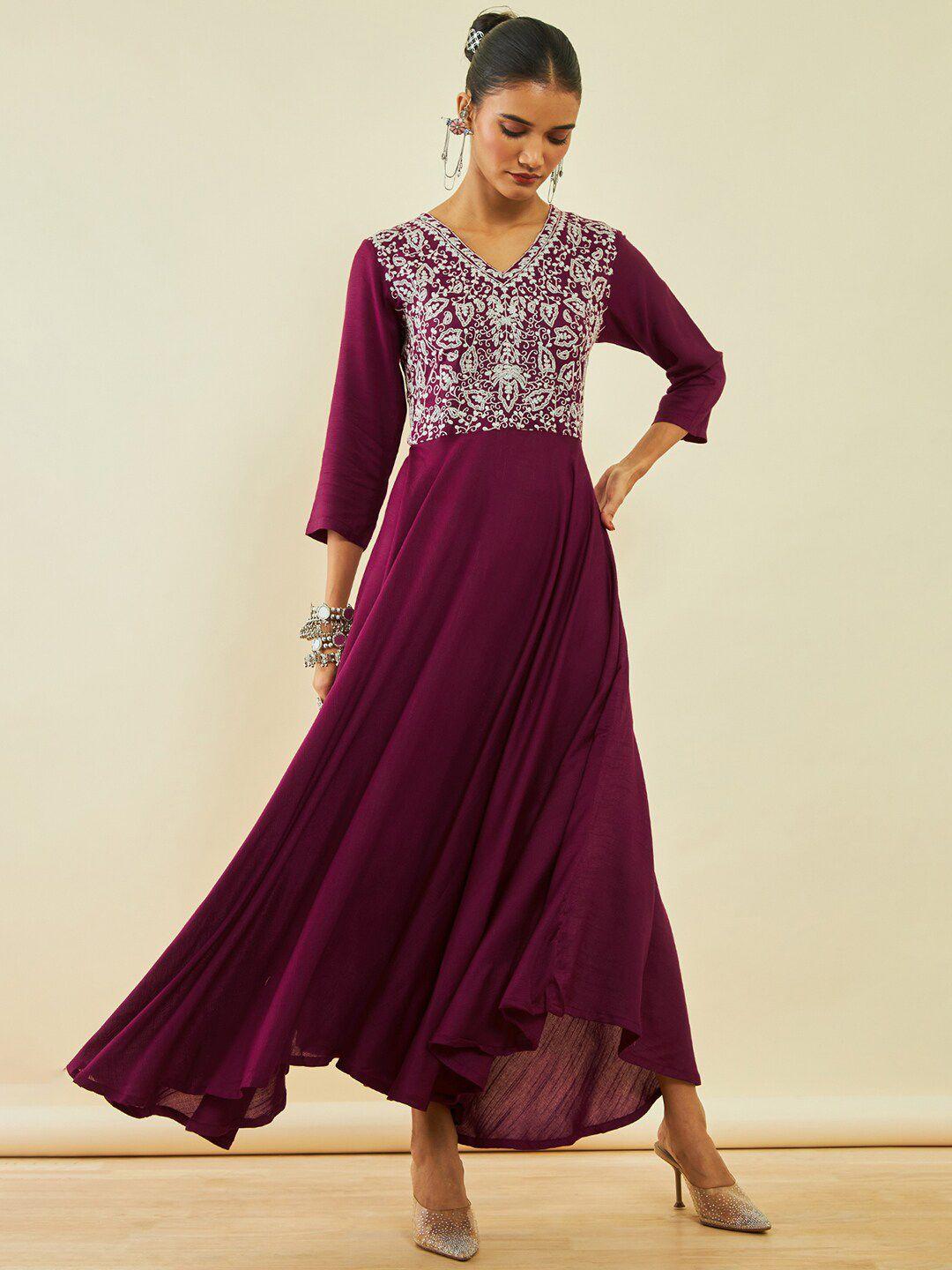 soch ethnic motifs embroidered maxi ethnic dresses