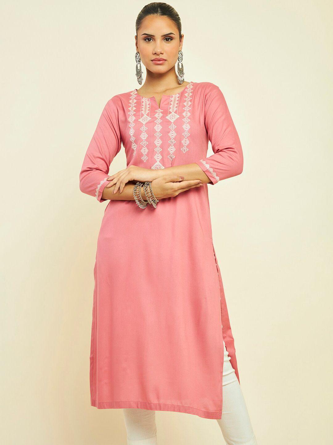 soch ethnic motifs embroidered mirror work kurta