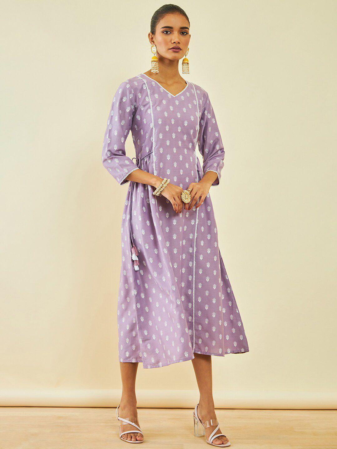 soch ethnic motifs printed a-line midi ethnic dresses