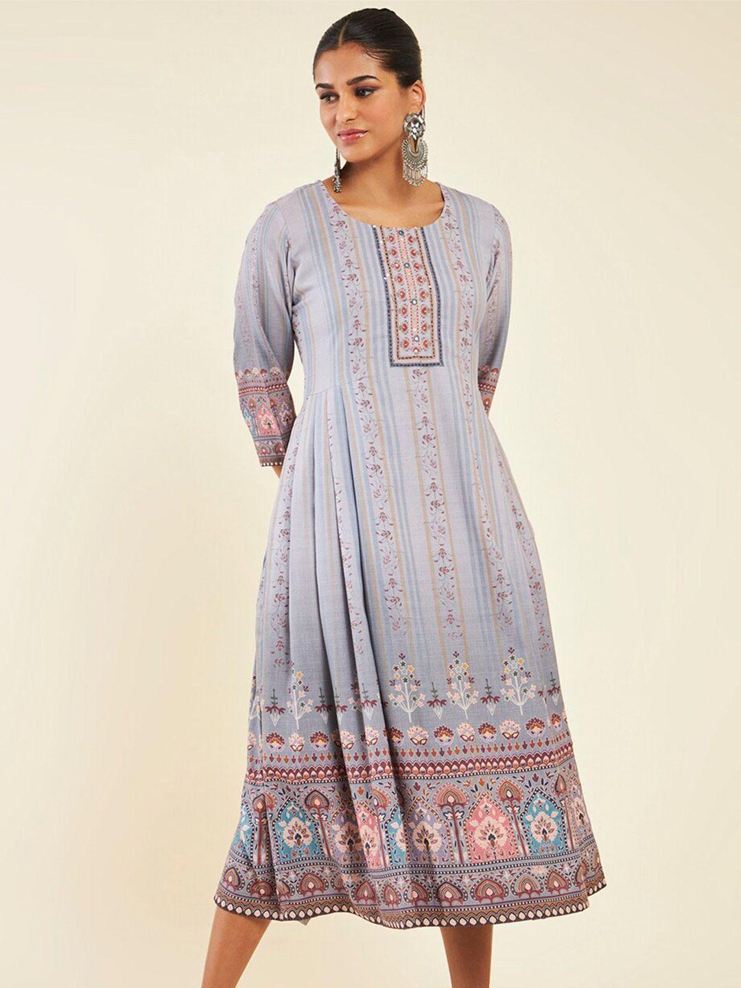 soch ethnic motifs printed fit & flare midi dress