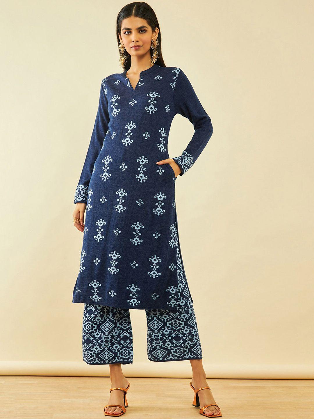 soch ethnic motifs printed regular kurta with palazzos