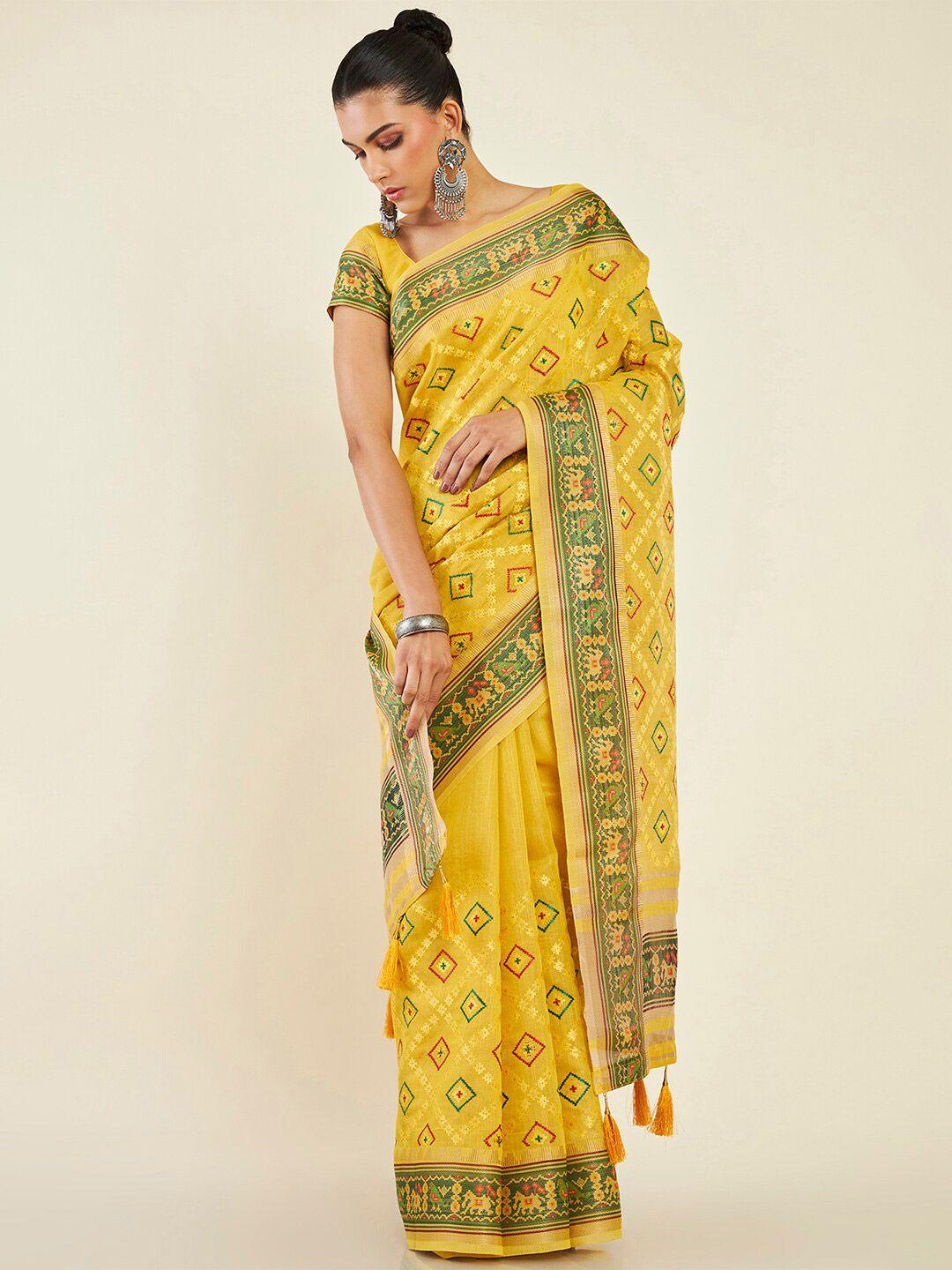 soch ethnic motifs printed saree