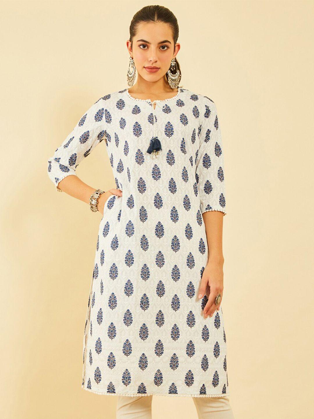 soch ethnic motifs printed straight kurta