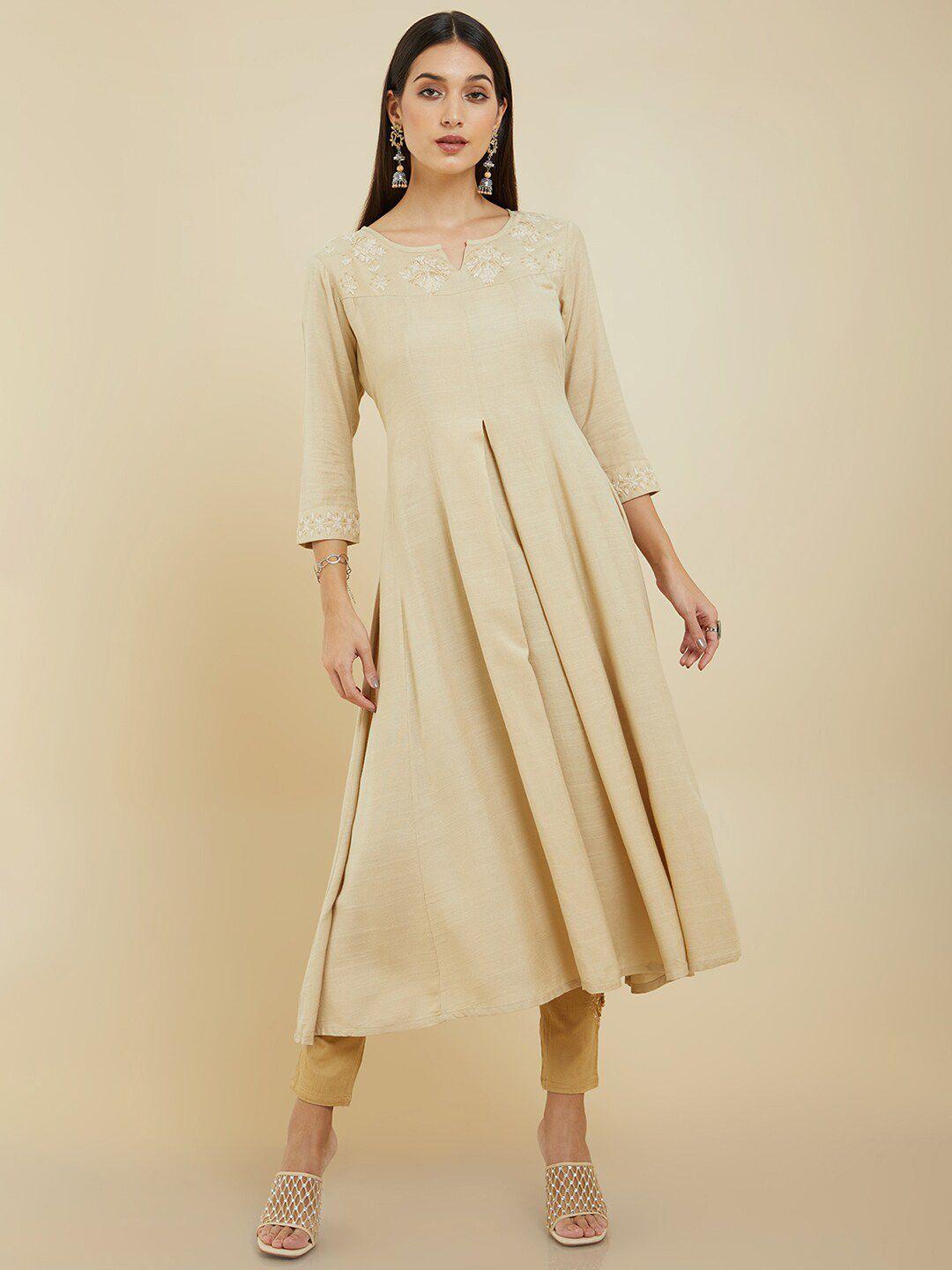 soch floral embroidered anarkali kurta