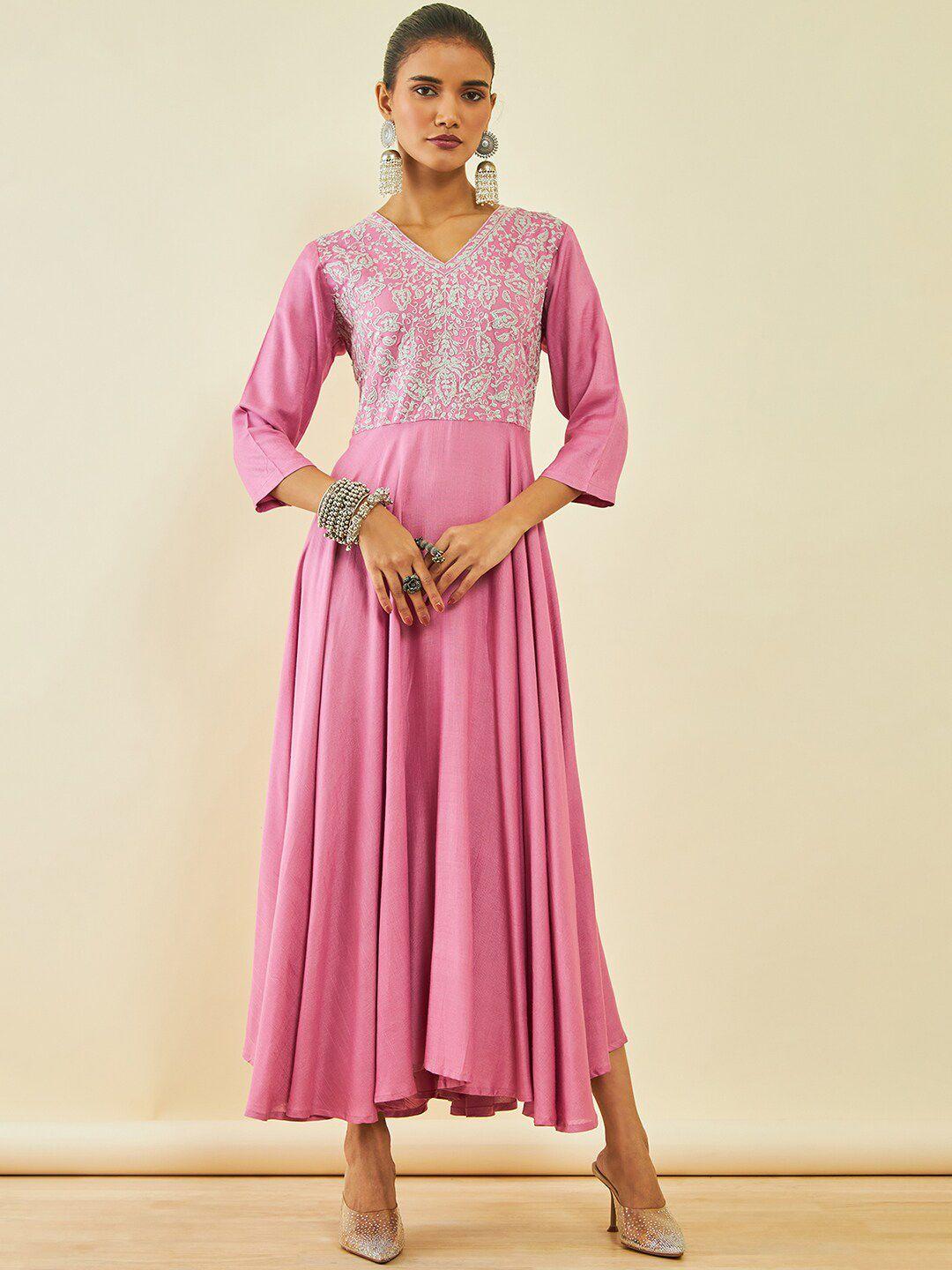 soch floral embroidered ethnic dress