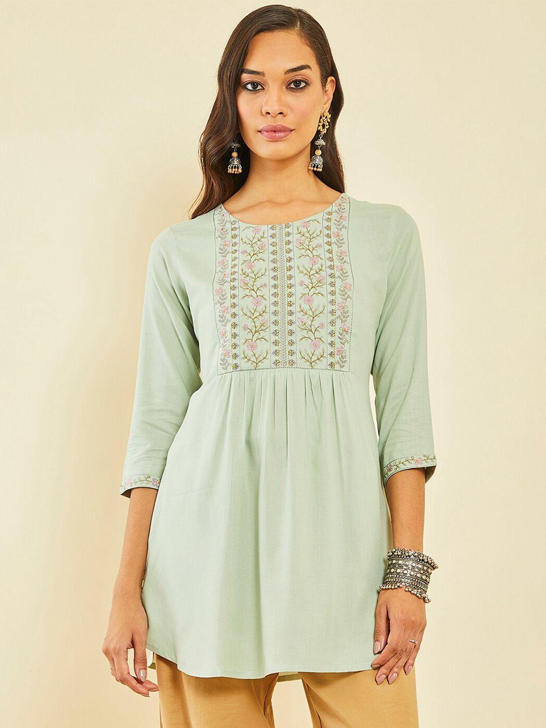 soch floral embroidered gathers tunic