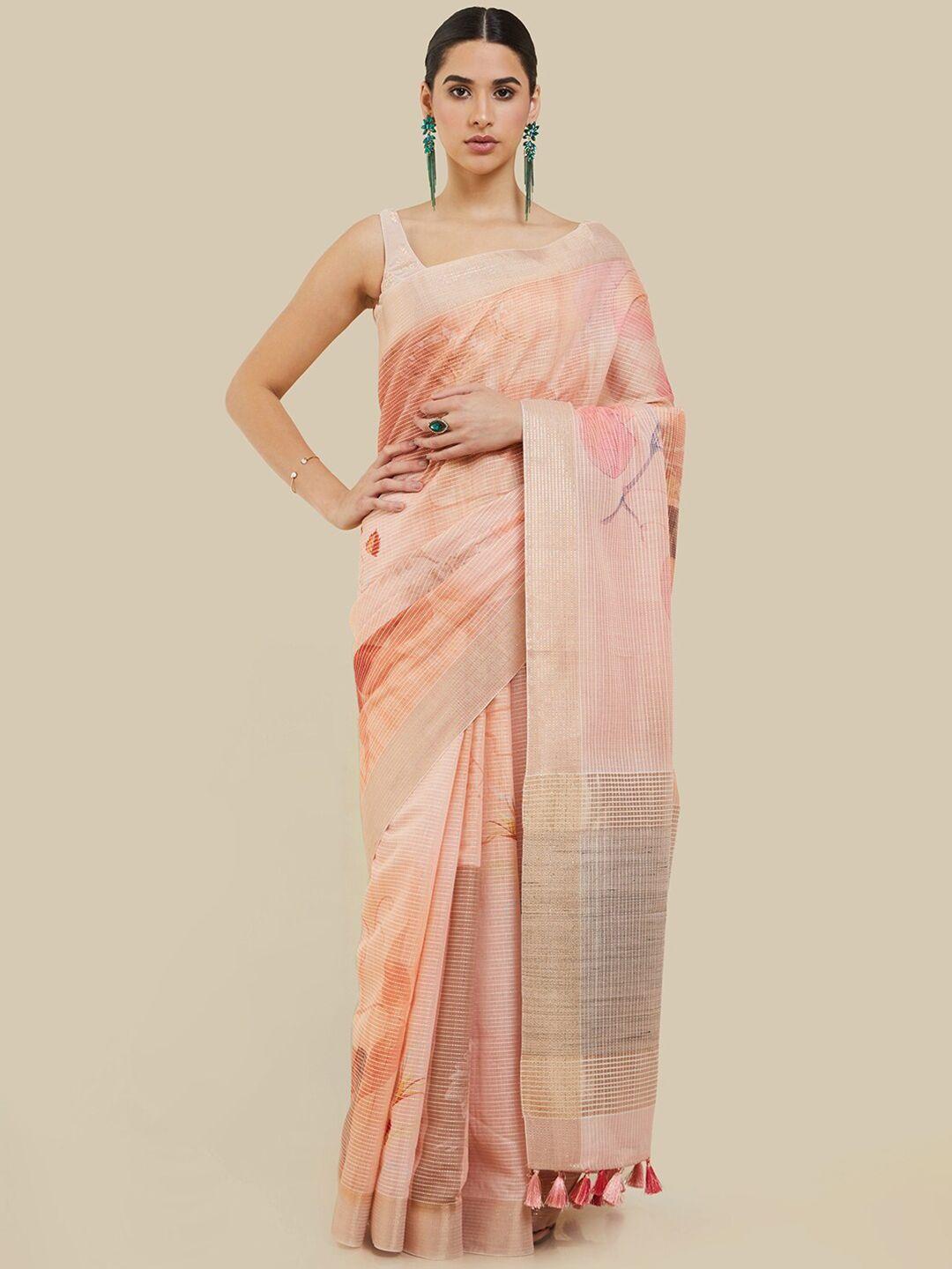 soch floral embroidered saree