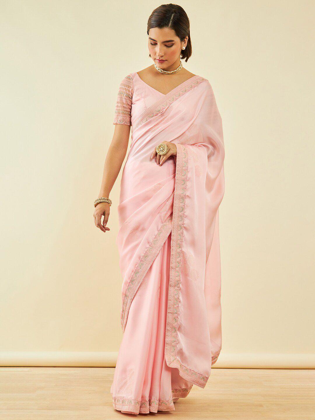 soch floral embroidered saree